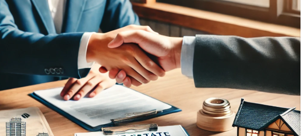 부동산 계약을 하는 장면 그림