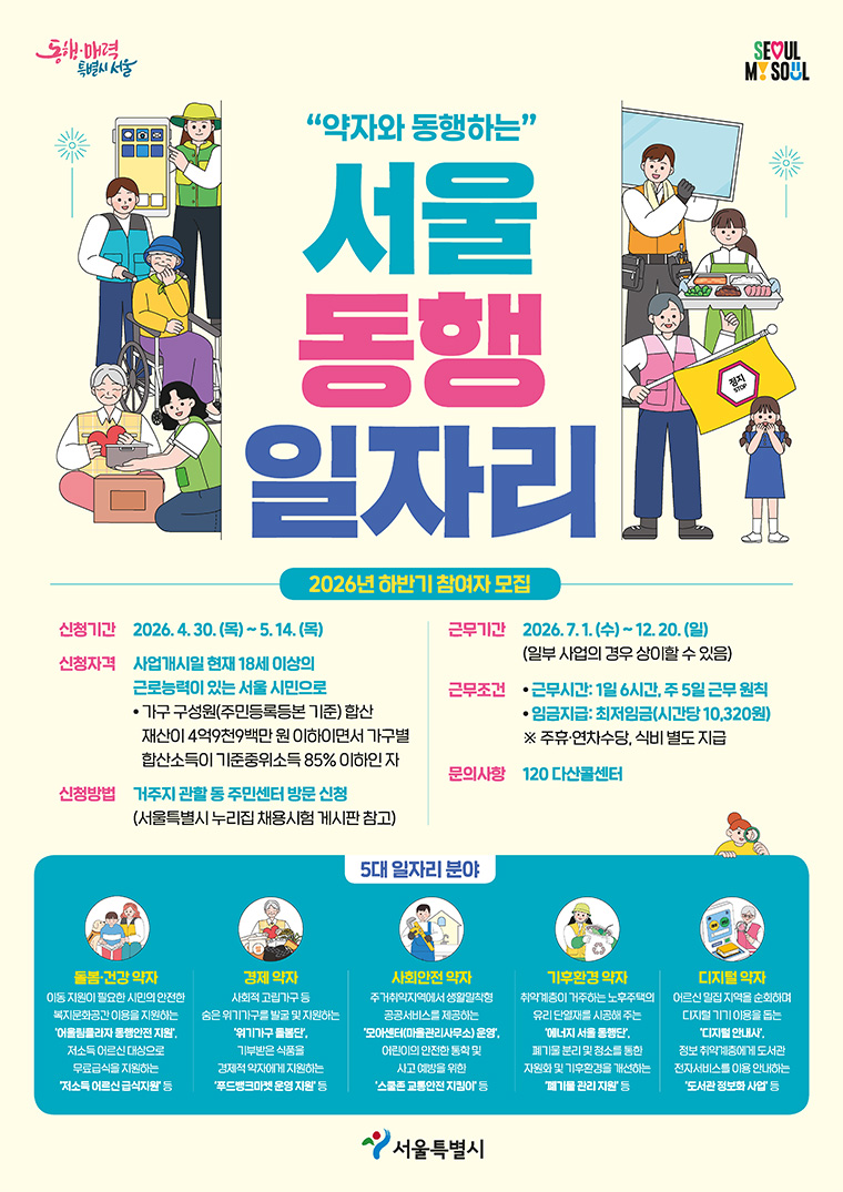 서울 동행 일자리 2026년 하반기 참여자 모집, 약자와 동행하는