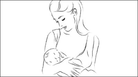 아이를 안고 있는 여성 일러스트