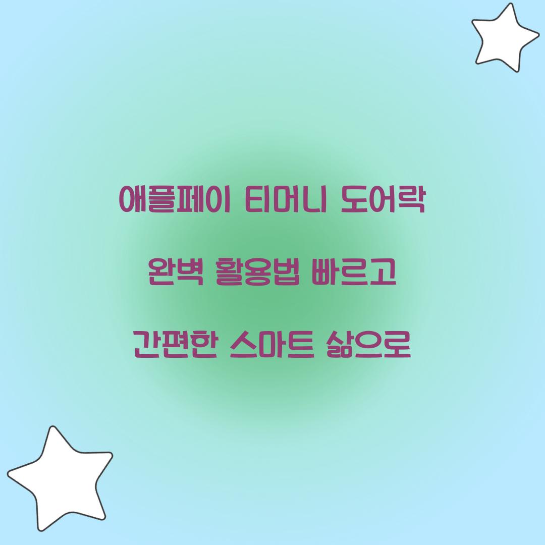 애플페이 티머니 도어락