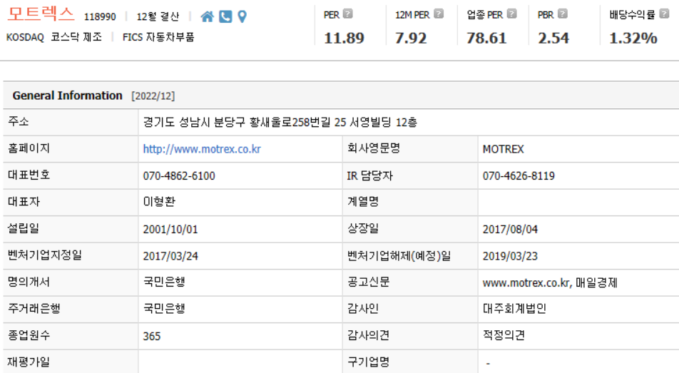 모트렉스 기업개요