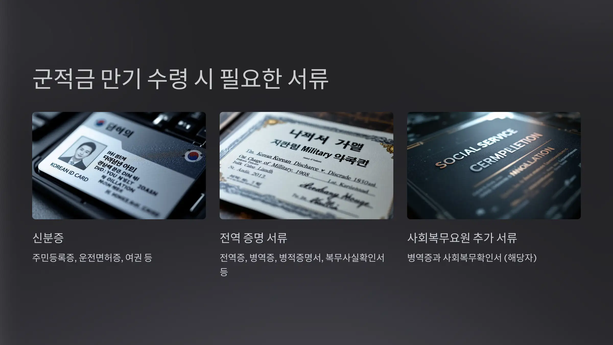 군적금 만기 수령 시 필요한 신분증 및 서류 종류