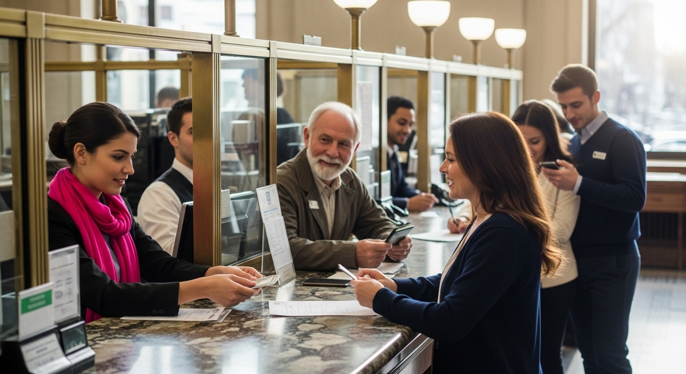 은행에서 연금 저축계좌 개설하는 모습