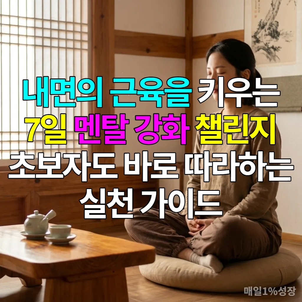 명상을 통해 내면의 근육을 다지는 젊은 한국 여성의 모습