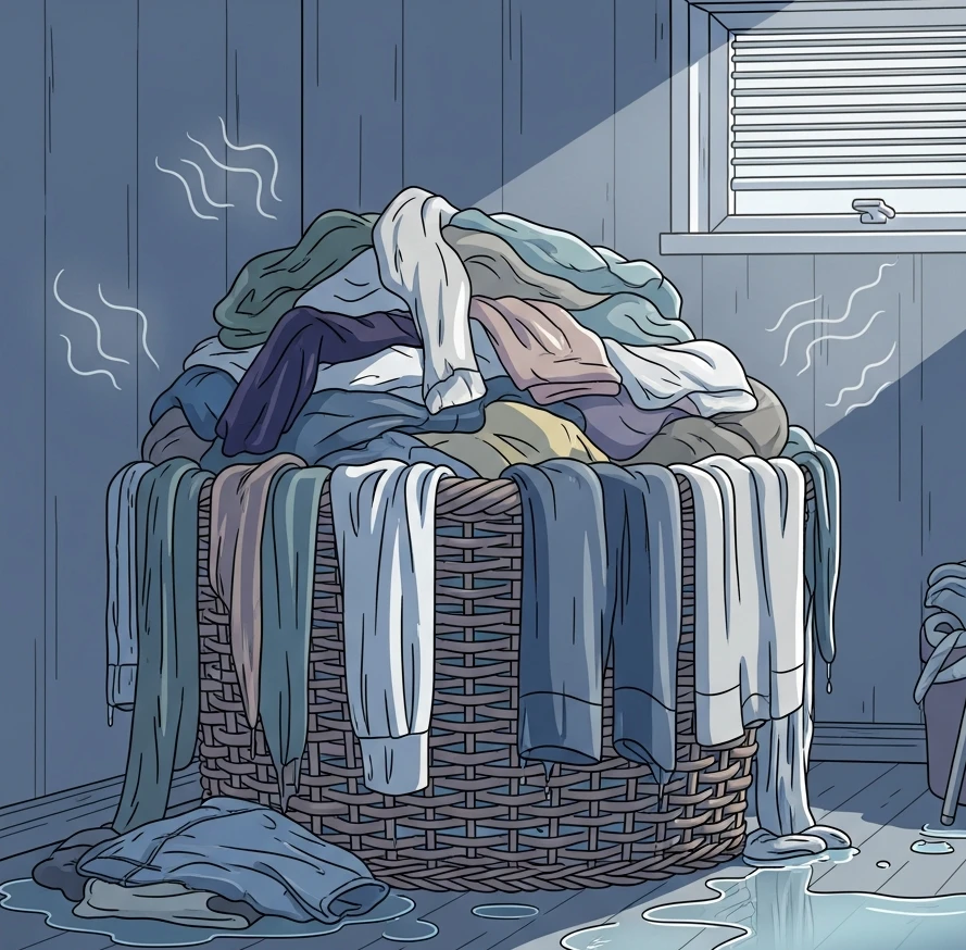 젖은 빨래 실내 방치