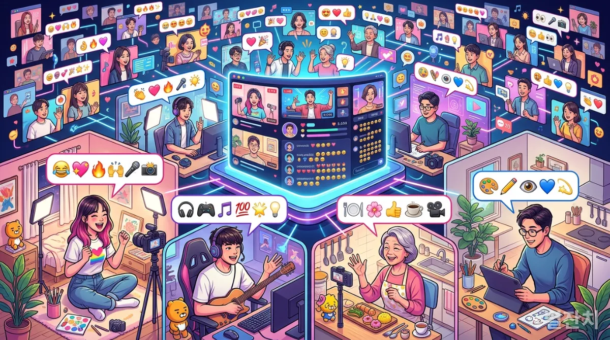 활발하게 소통하는 한국 온라인 크리에이터 커뮤니티의 모습