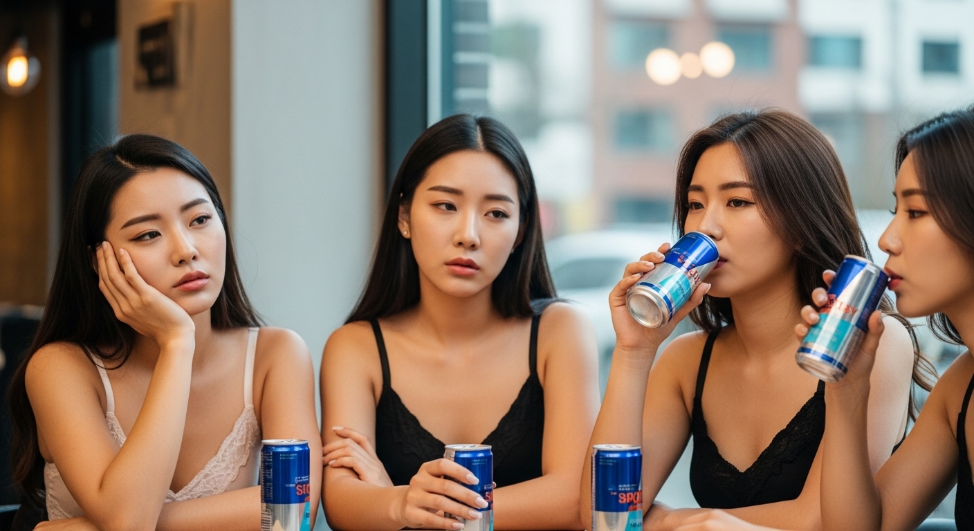 에너지드링크를 마시는 여자들