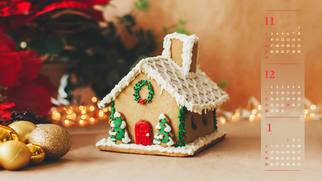 03 쿠키로 만든 집 B - 2025년12월 달력배경화면