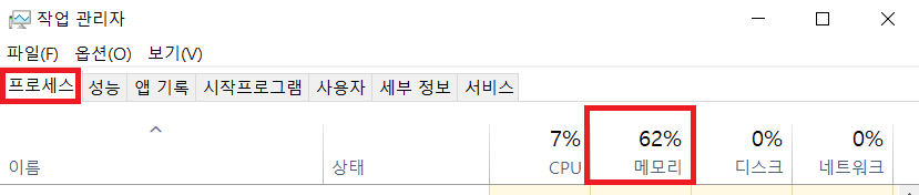 현재 메모리 상태