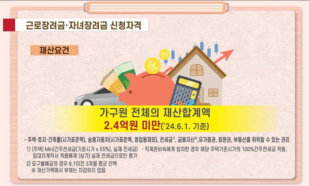 자녀장려금 소득재산 기준 자격조건