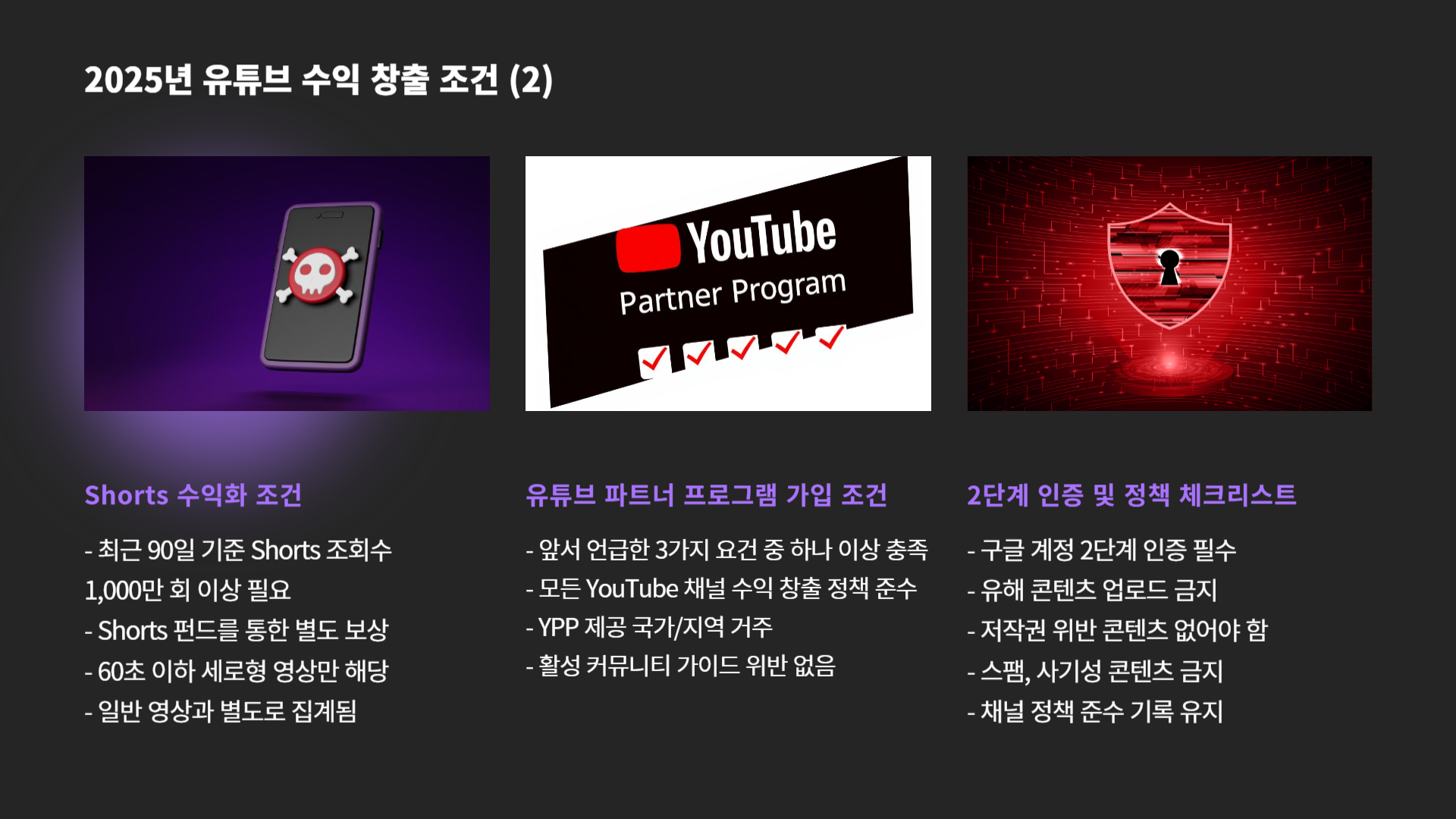 유튜브 수익 창출 조건 확인