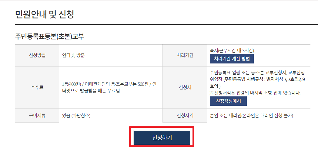 주민등록등본 인터넷발급