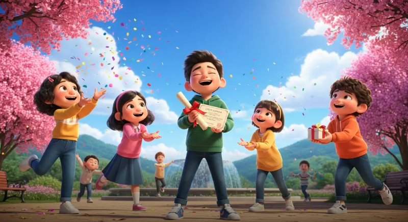 입학 축하하는 친구들