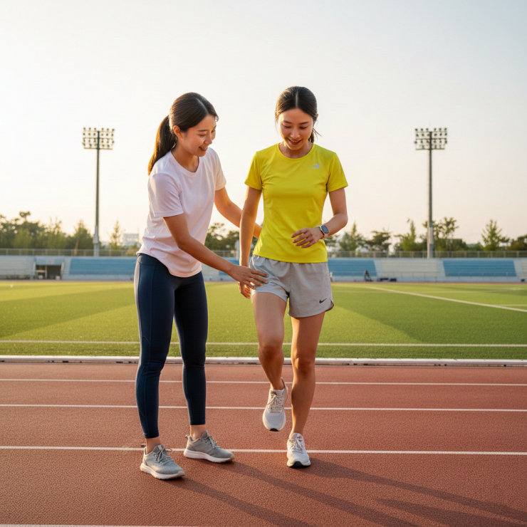 무릎 충격을 줄여주는 미드풋 착지와 몸의 중심 아래로 발이 닿는 올바른 러닝 폼