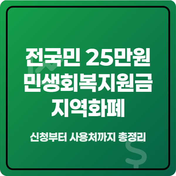전국민 25만원 민생회복지원금 지역화폐