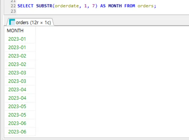 orderdate 데이터 추출