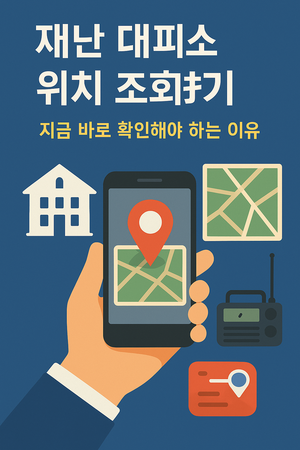 스마트폰으로 재난 대피소 조회하는 사진