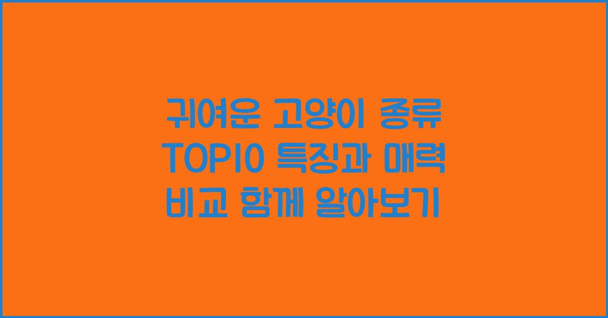 귀여운 고양이 종류 TOP10! 특징과 매력 비교