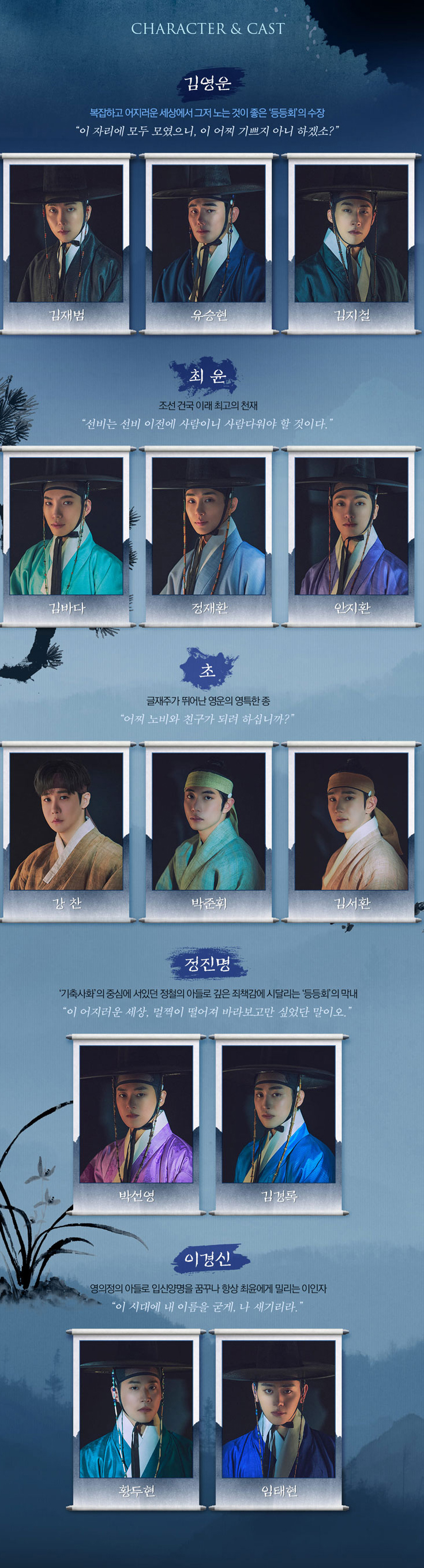 뮤지컬 '등등곡' 캐릭터와 배우