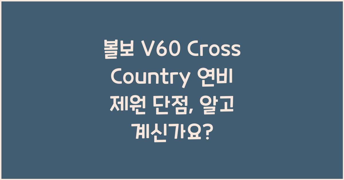 볼보 V60 Cross Country 연비 제원 단점
