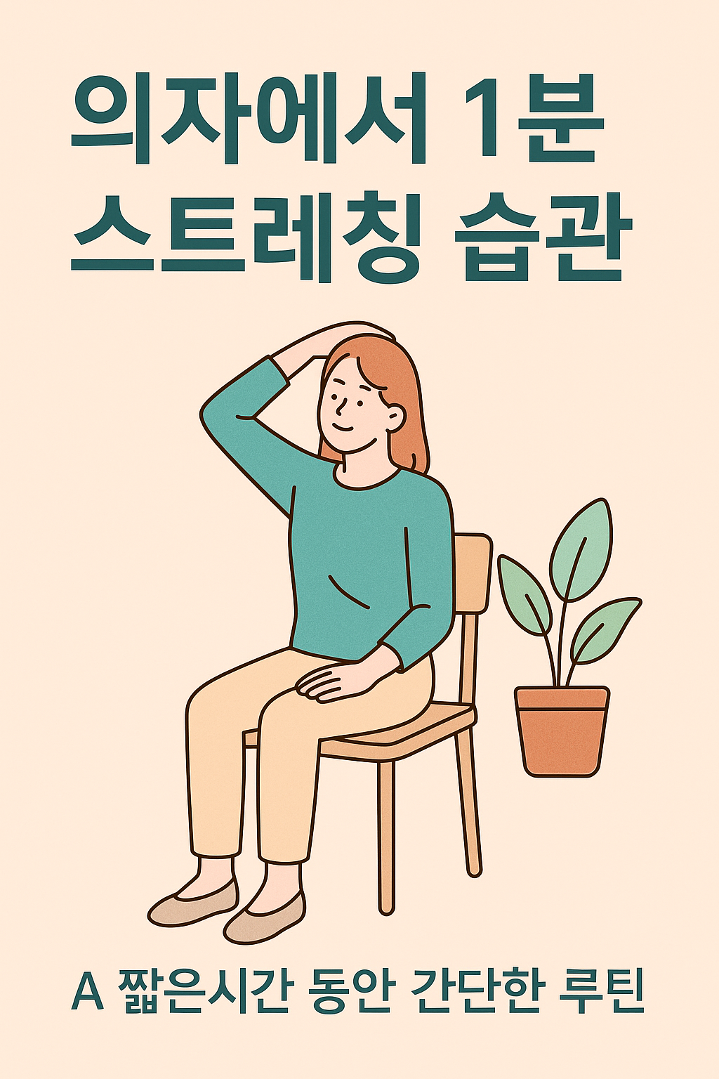 의자에서 1분 스트레칭 미세습관 실천하는 사람