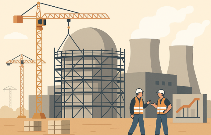 원자력 발전소를 건설중인 이미지