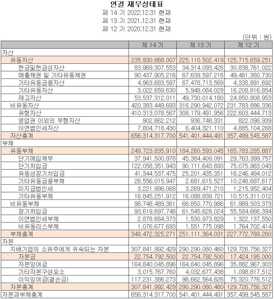 신흥에스이씨 - 재무상태표