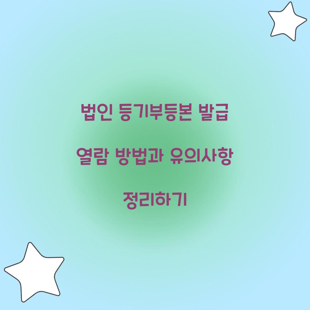 법인 등기부등본 발급 열람
