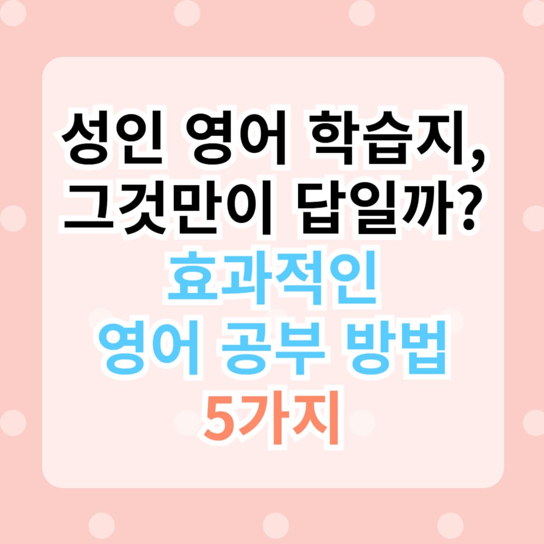 성인 영어 학습지, 그것만이 답일까? 효과적인 영어 공부 방법 5가지