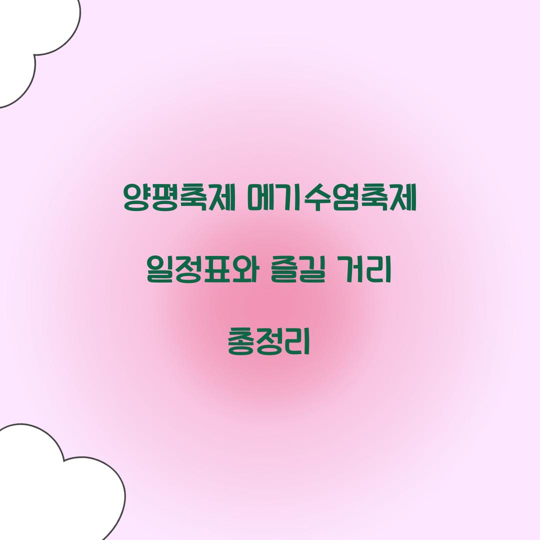 양평축제 메기수염축제 일정표