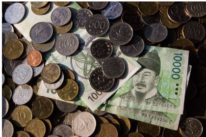 동전과 지폐 사진