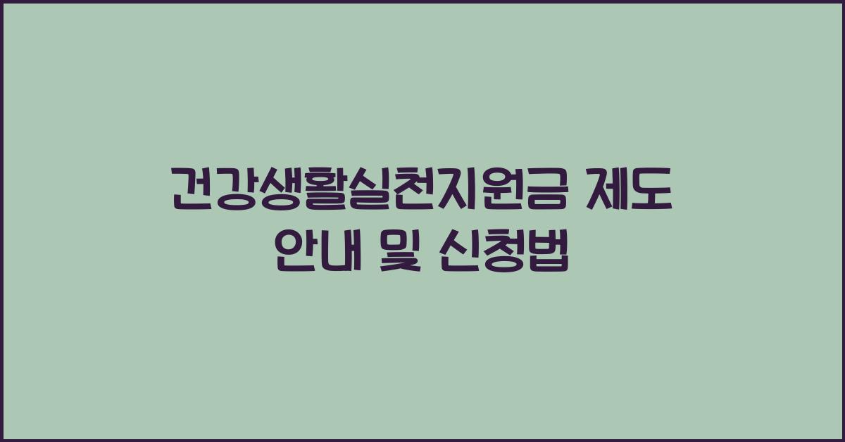 건강생활실천지원금 제도 안내 및 신청법