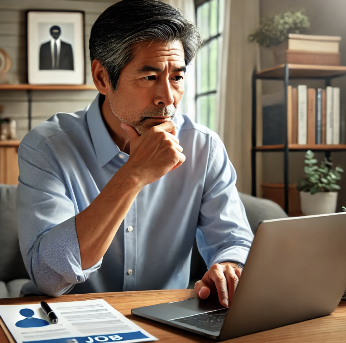 50대 무경력자가 취업을 위해 준비하는 모습의 사진