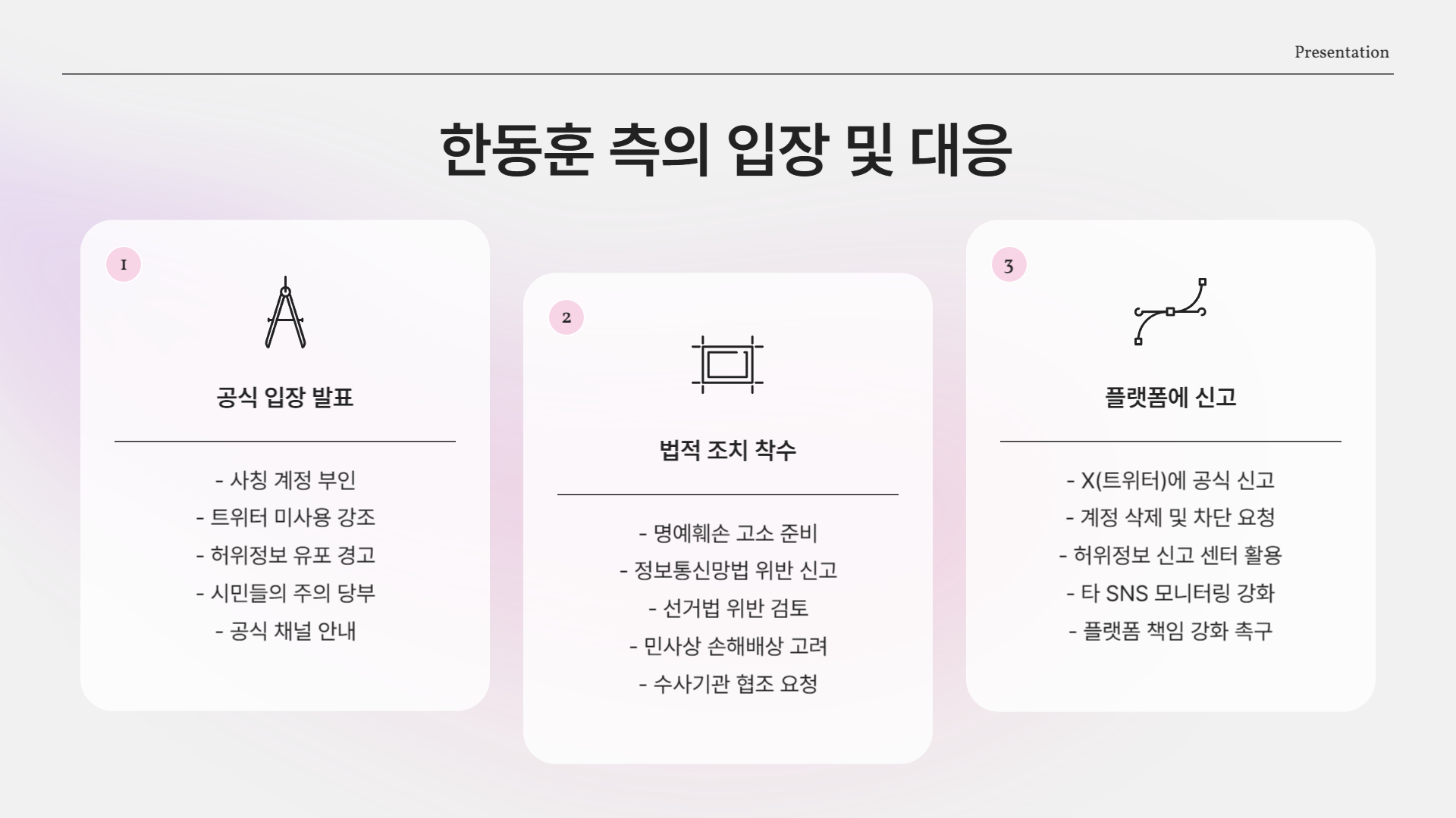 한동훈 측 입장 및 대응