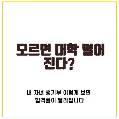 모르면 대학 떨어진다? 내 자녀 생기부 이렇게 보면 합격률이 달라집니다