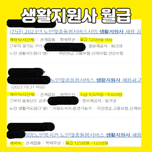 생활지원사 월급