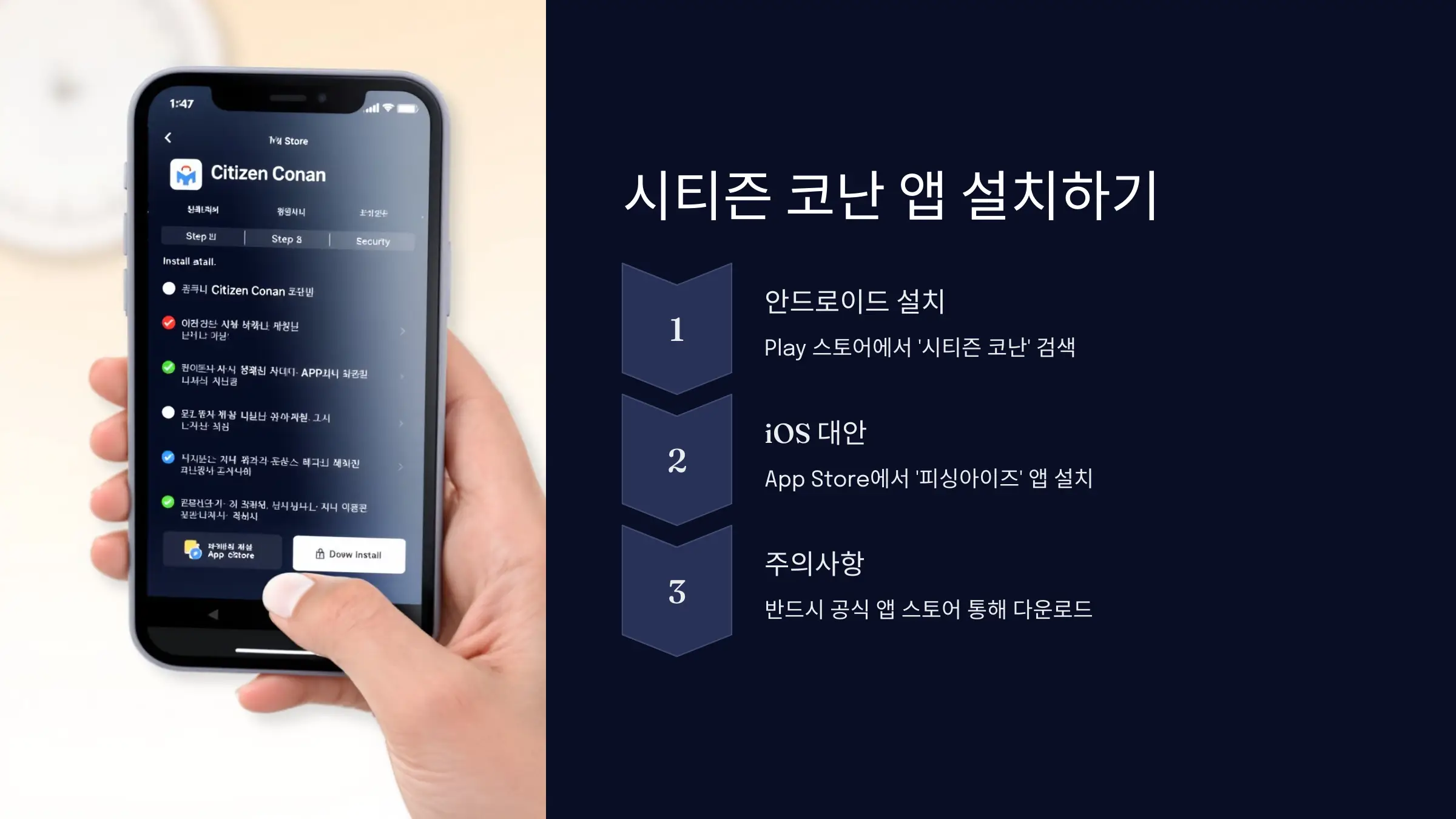 시티즌 코난 앱 설치방법, 사용법, 시티즌 코난 앱 다운로드, 피싱아이즈 앱 다운로드