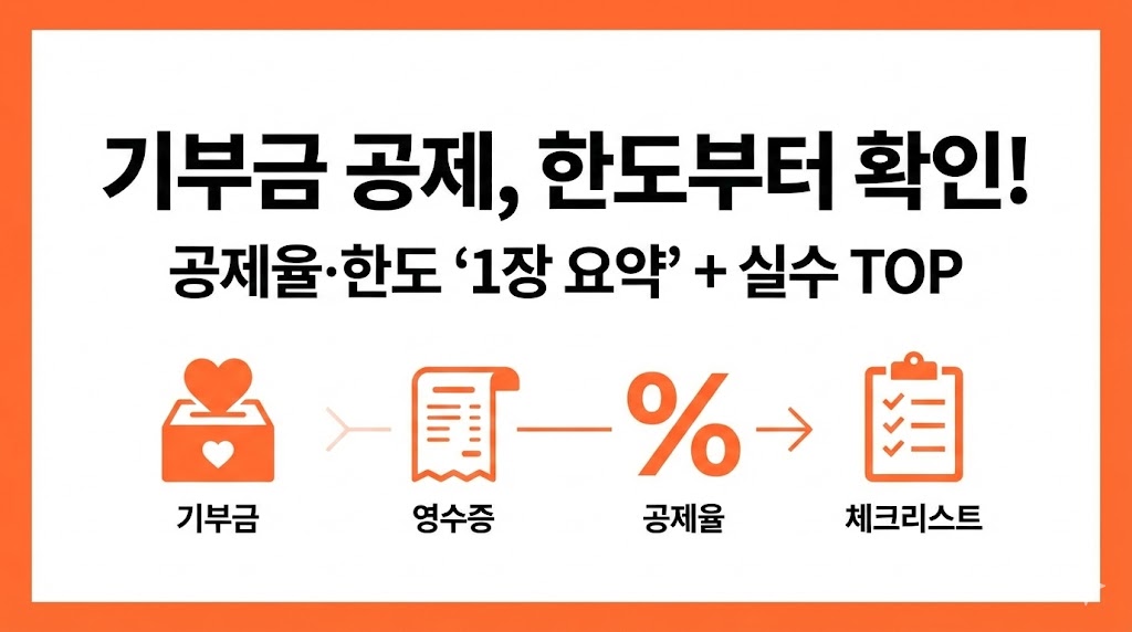 2026 연말정산 기부금 공제 한도&middot;공제율 &ldquo;한 장 요약&rdquo; + 자주 하는 실수 TOP