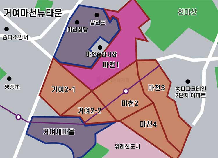 거여마천재정비촉진지구 구역도