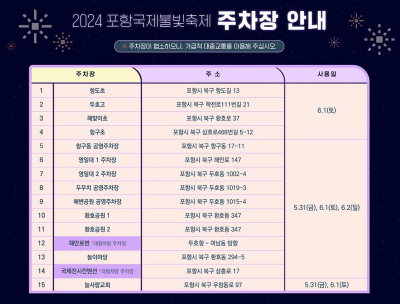 2024 포항국제불빛축제 주차장 일정 및 명당 자리 여행 정보