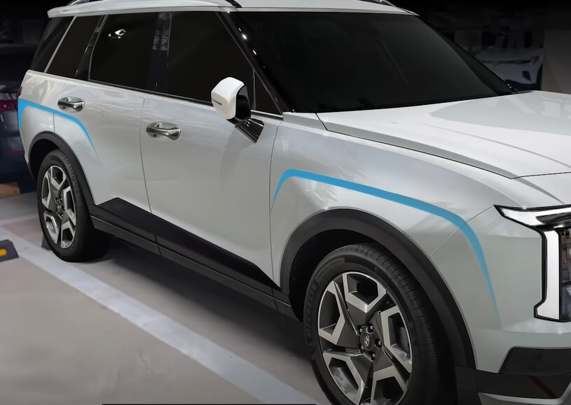 흰색 팰리세이드 측면 모습 예상도