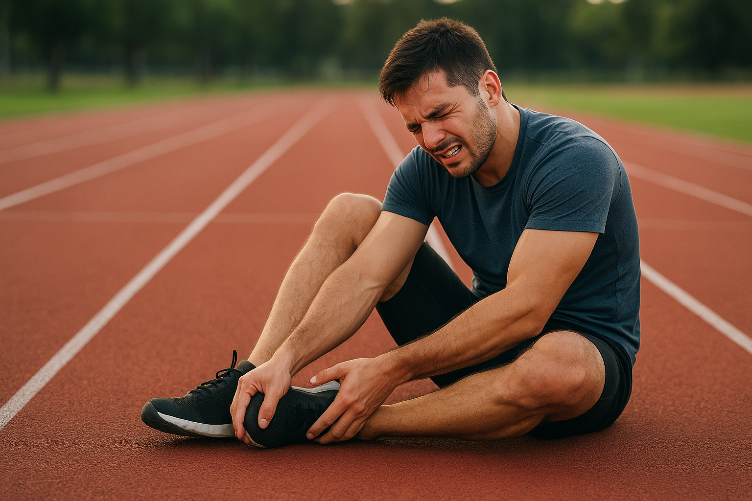 발목 통증 느끼는 남자
