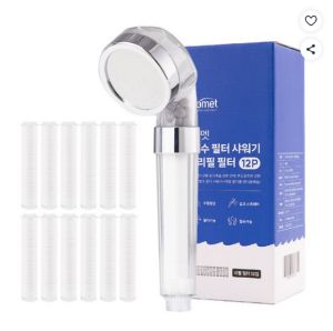 코멧 정수 필터 샤워기 + 리필 필터 12p 세트, 1개