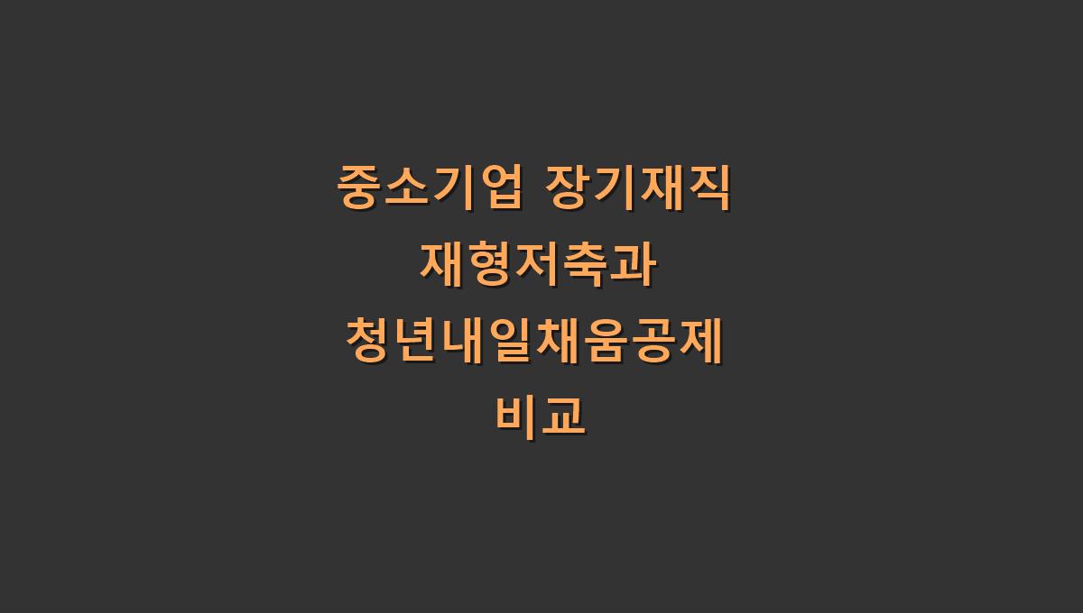 중소기업 장기재직 재형저축과 청년내일채움공제 비교