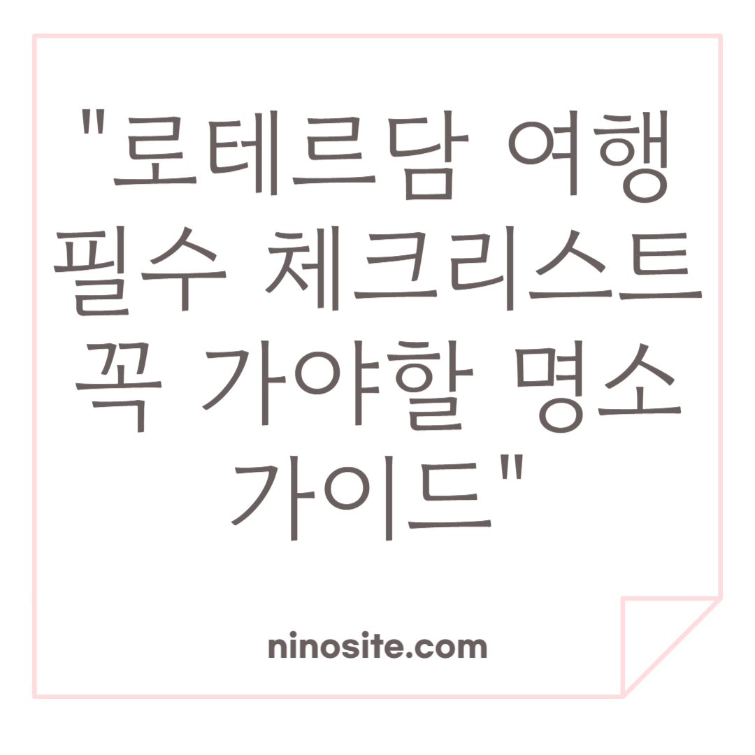 로테르담 여행 정보 이미지