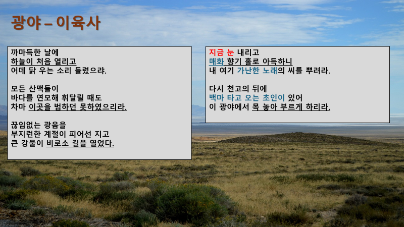 광야 가난한 노래의 씨