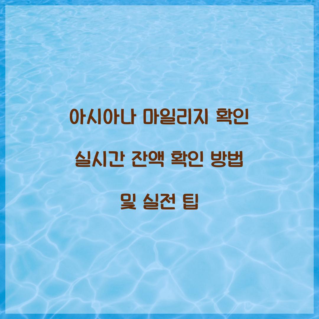 아시아나 마일리지 확인