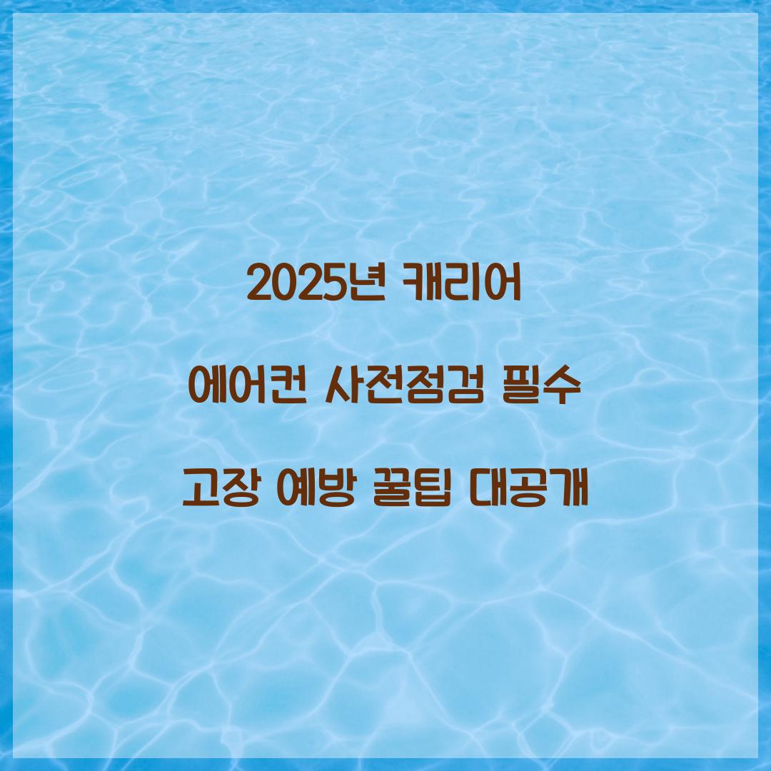 2025년 캐리어 에어컨 사전점검
