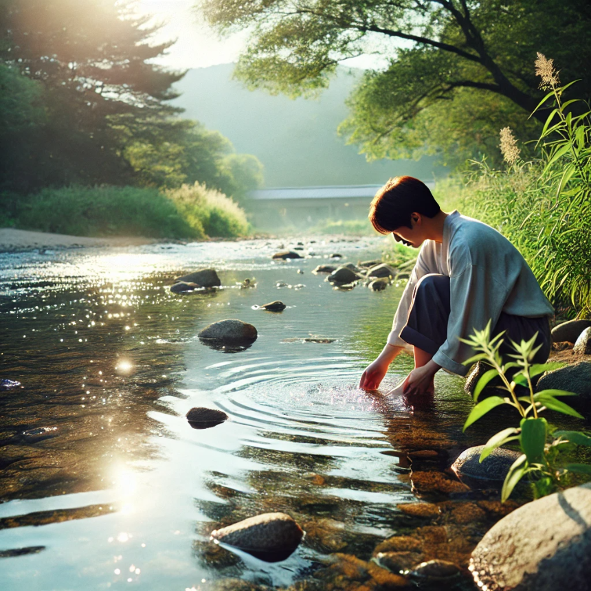 맑은 물에 발을 담그는 꿈