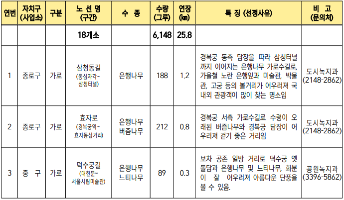 서울 단풍길 99선 소개